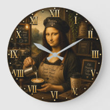Funny Mona Lisa Barista Coffee Shop Kitchen
