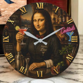 Funny Mona Lisa Bartender Cocktail Bar Decor ラージ壁時計