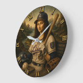 Funny Mona Lisa Baseball ラージ壁時計 (傾斜)