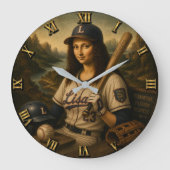 Funny Mona Lisa Baseball ラージ壁時計 (正面)