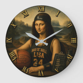 Funny Mona Lisa Basketball ラージ壁時計