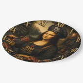 Funny Mona Lisa BBQ Master Barbecue Grill Decor ペーパープレート (アングル)