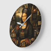 Funny Mona Lisa BBQ Master Barbecue Grill Decor ラージ壁時計 (傾斜)
