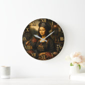Funny Mona Lisa BBQ Master Barbecue Grill Decor ラージ壁時計 (ホーム)