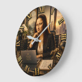 Funny Mona Lisa Businesswoman Executive Office Dec ラージ壁時計 (傾斜)