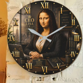 Funny Mona Lisa CEO Lisa Executive Office Decor ラージ壁時計