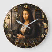 Funny Mona Lisa CEO Lisa Executive Office Decor ラージ壁時計 (正面)