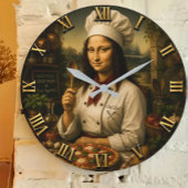 Funny Mona Lisa Chef Kitchen Decor ラージ壁時計