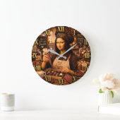 Funny Mona Lisa Chocolatier Gourmet Candy Maker ラージ壁時計 (ホーム)