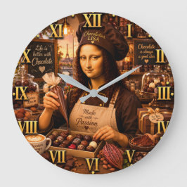 Funny Mona Lisa Chocolatier Gourmet Candy Maker ラージ壁時計