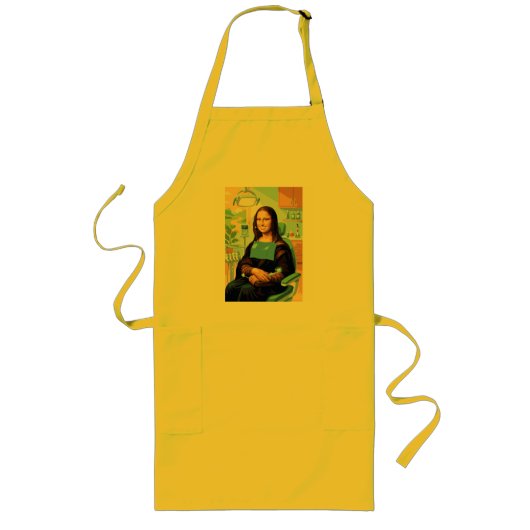 Funny Mona Lisa Dentist Dental Office Art Decor - ロングエプロン (正面)