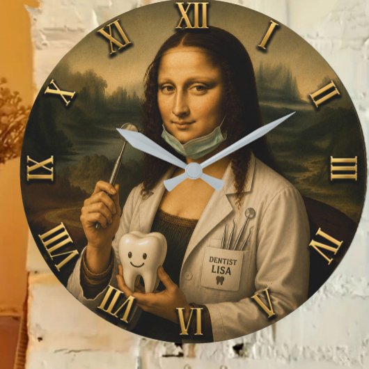 Funny Mona Lisa Dentist Dental Office Decor ラージ壁時計