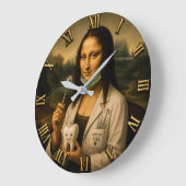 Funny Mona Lisa Dentist Dental Office Decor ラージ壁時計 (傾斜)