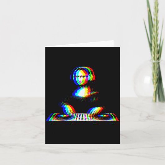 Funny Mona Lisa Dj Varwave Techno Rave Edm Music P カード (正面)