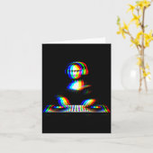 Funny Mona Lisa Dj Varwave Techno Rave Edm Music P カード (黄色い花)