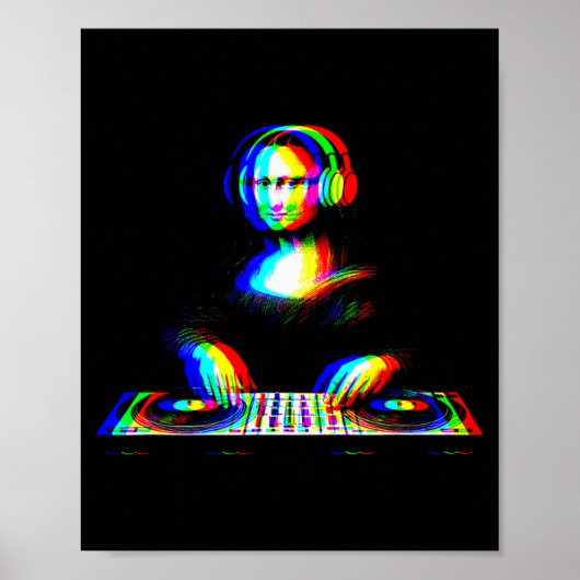 Funny Mona Lisa Dj Varwave Techno Rave Edm Music P ポスター (正面)