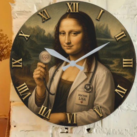 Funny Mona Lisa Doctor Medical Office Decor ラージ壁時計