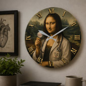 Funny Mona Lisa Doctor Medical Office Decor ラージ壁時計