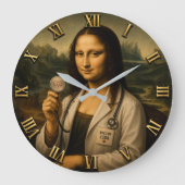 Funny Mona Lisa Doctor Medical Office Decor ラージ壁時計 (正面)