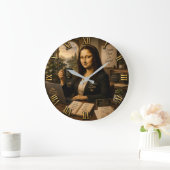 Funny Mona Lisa Entrepreneur Business Office Decor ラージ壁時計 (ホーム)