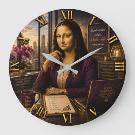 Funny Mona Lisa Financial Advisor Office Decor ラージ壁時計
