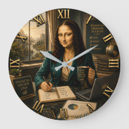Funny Mona Lisa Financial Advisor Office Decor ラージ壁時計