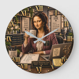 Funny Mona Lisa Human Resources HR Office Decor ラージ壁時計