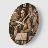 Funny Mona Lisa Interior Designer Home Decor ラージ壁時計 (傾斜)
