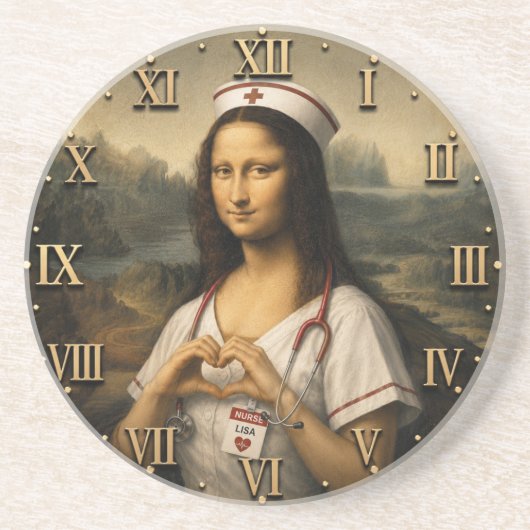 Funny Mona Lisa Nurse RN & Nursing Office Decor コースター (正面)