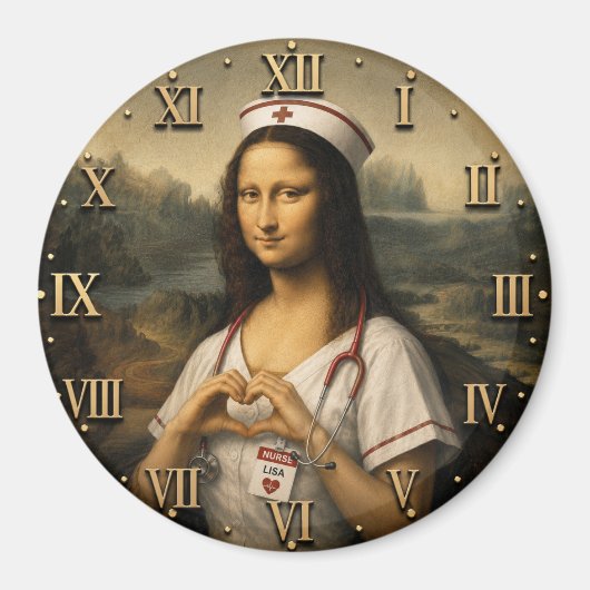 Funny Mona Lisa Nurse RN & Nursing Office Decor  マグネット (正面)