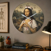 Funny Mona Lisa Nurse RN & Nursing Office Decor  ラージ壁時計