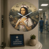 Funny Mona Lisa Nurse RN & Nursing Office Decor  ラージ壁時計
