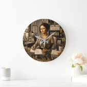 Funny Mona Lisa Office Manager Office Organization ラージ壁時計 (ホーム)