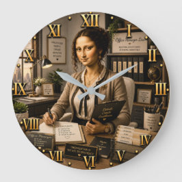 Funny Mona Lisa Office Manager Office Organization ラージ壁時計