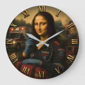 Funny Mona Lisa Paramedic EMS & First Responder ラージ壁時計 (正面)