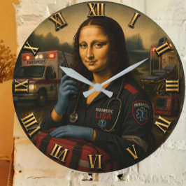 Funny Mona Lisa Paramedic EMS & First Responder ラージ壁時計
