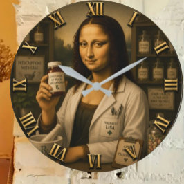 Funny Mona Lisa Pharmacist Pharmacy ラージ壁時計
