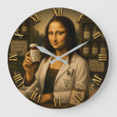 Funny Mona Lisa Pharmacist Pharmacy ラージ壁時計 (正面)