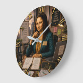 Funny Mona Lisa Project Manager Office Decor ラージ壁時計 (傾斜)