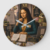 Funny Mona Lisa Project Manager Office Decor ラージ壁時計 (正面)