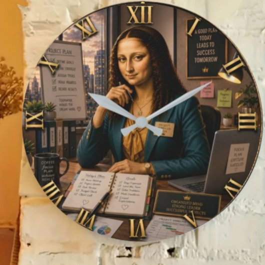 Funny Mona Lisa Project Manager Office Decor ラージ壁時計