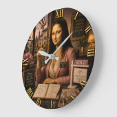 Funny Mona Lisa Real Estate Agent ラージ壁時計 (傾斜)