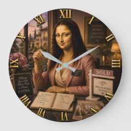 Funny Mona Lisa Real Estate Agent ラージ壁時計