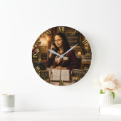 Funny Mona Lisa Receptionist Desk Office Decor ラージ壁時計 (ホーム)