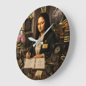 Funny Mona Lisa Secretary Office Desk ラージ壁時計 (傾斜)