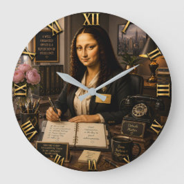 Funny Mona Lisa Secretary Office Desk ラージ壁時計