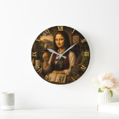 Funny Mona Lisa Sommelier Wine Lover Vineyard ラージ壁時計 (ホーム)