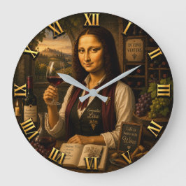 Funny Mona Lisa Sommelier Wine Lover Vineyard ラージ壁時計