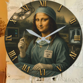Funny Mona Lisa Surgeon Surgical Office Decor ラージ壁時計