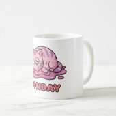 Funny Monday Meltdown Pink Cat Coffee Mug コーヒーマグカップ (正面右)